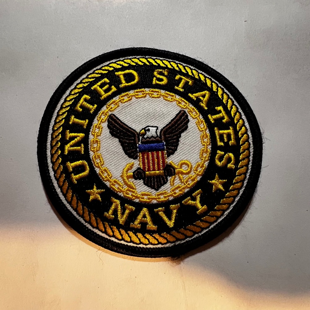 3in US Navy Patch Black Gold Eagle Anchor Hook Loop Tactical‎ Emblem